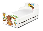 Letto per bambini in legno con cassetto e materasso - Dimensioni:140x70 - motivo Barile di Miele