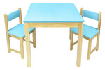 Set da cameretta ber bambini, tavolo con due sedie - colore blu