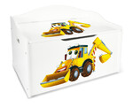 Contenitore Portagiochi XL - scatola di legno per giocattoli per bambini - motivo Escavatore