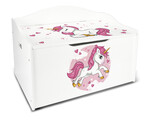Contenitore Portagiochi XL - scatola di legno per giocattoli per bambini - motivo Unicorno Rosa