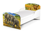 Letto per bambini in legno con materasso - Dimensioni: 140x70 - motivo Safari