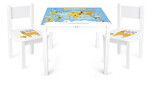 Set da cameretta per bambini tavolo e 2 sedie in legno motivo World Map 