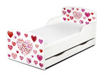 Letto per bambini in legno con cassetto e materasso - Dimensioni: 140x70 - motivo Cuore Romantico LOVE