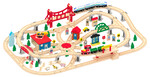 Treno in legno con 130 pezzi + locomotiva elettrica