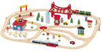 Treno in legno per bambini con 130 pezzi e 700 metri della linea di ferrovia