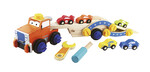 Colorato carro attrezzi in legno con trattore per bambini - gran divertimento!