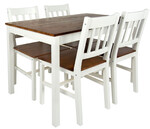 Tavolo da pranzo Set: tavolo e 4 sedie legno - WHITE-WALNUT 