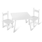 Set da cameretta per bambini - Tavolo e 2 sedie in Legno - colore Bianco 