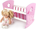 Culla in legno - colore Rosa - con la bambola ‘la mia piccola principessa’ 