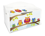 Contenitore Portagiochi XL - scatola di legno per giocattoli per bambini - motivo Gufi