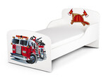 Letto per bambini in legno con materasso - Dimensioni: 140x70 - motivo Camion dei Pompieri