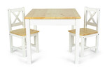 Tavolo in legno con 2 sedie per bambini in stile scandinavo POLA (bianco / pino)