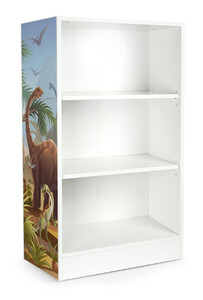 Scaffale universale – Libreria colore bianca OSLO  - motivo Jurassic