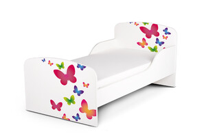 Letto per bambini in legno con materasso - Dimensioni: 140x70 - motivo Farfalle