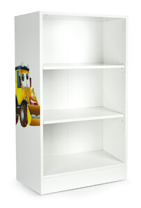 Scaffale universale – Libreria colore bianca OSLO  - motivo Signor Escavatore 