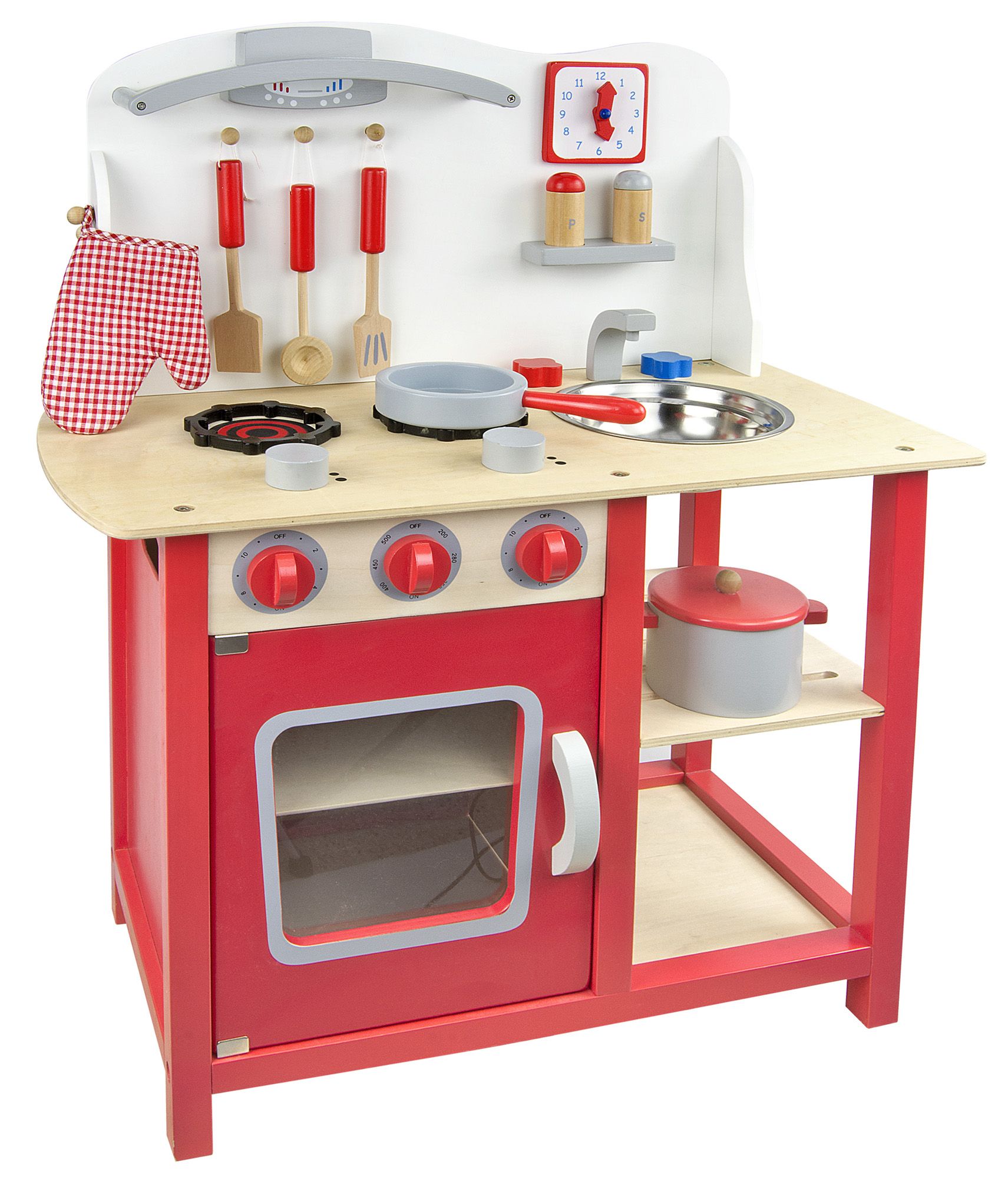Cucina per bambini classica in legno con accessori - rossa Leomark IT