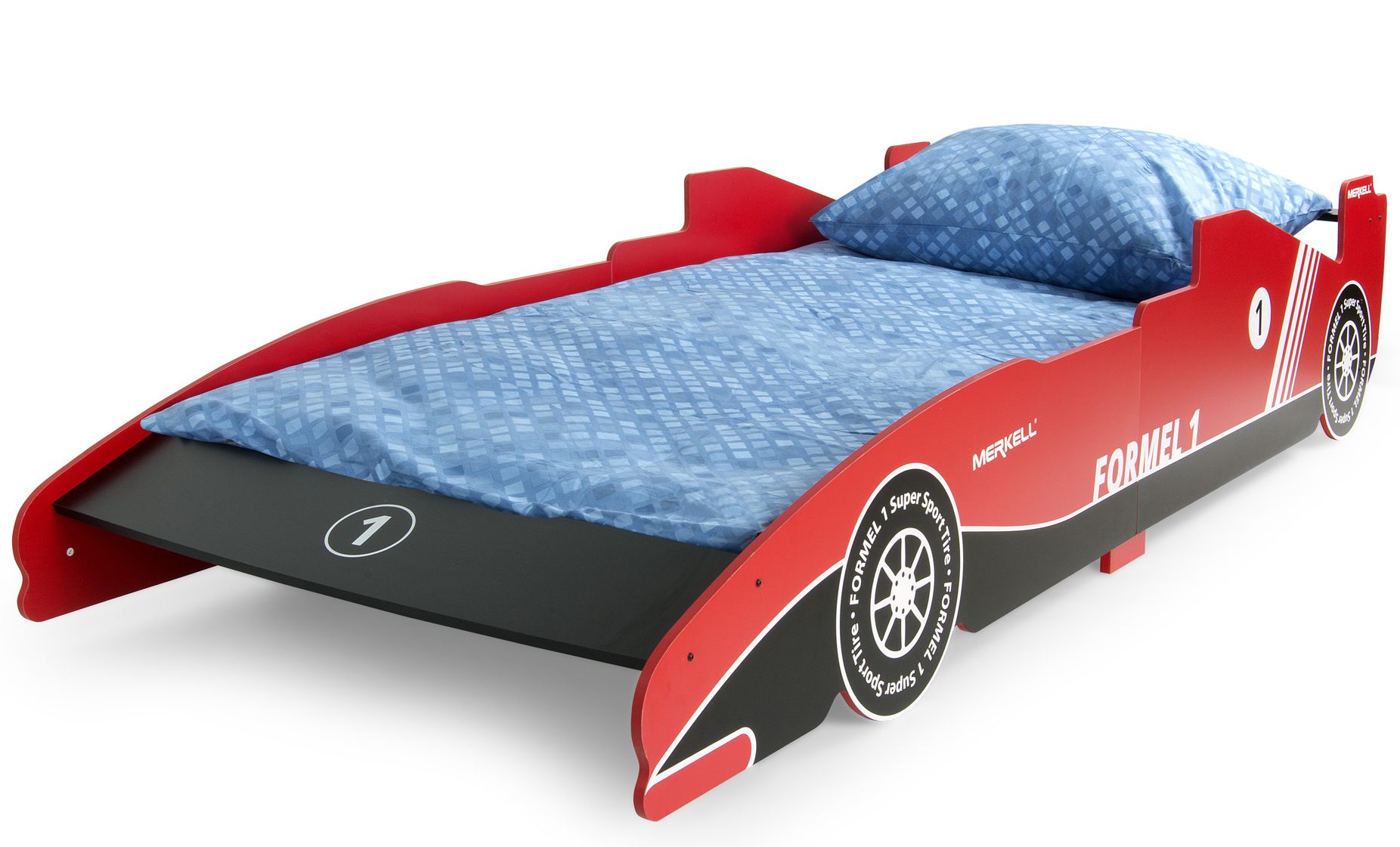 Letto per bambini in legno con materasso 90x200 - Bolid F1 Rosso Leomark IT