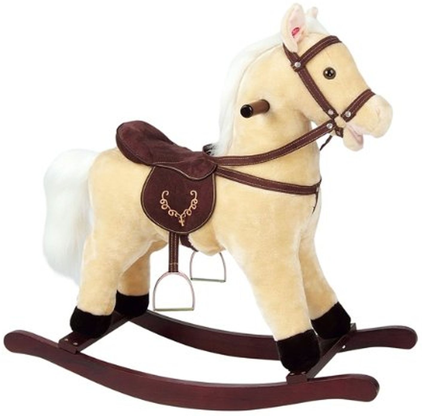 Cavallo a Dondolo con Suoni Animale Cavalcabile in Legno per Bambini  Vintage - Marrone scuro