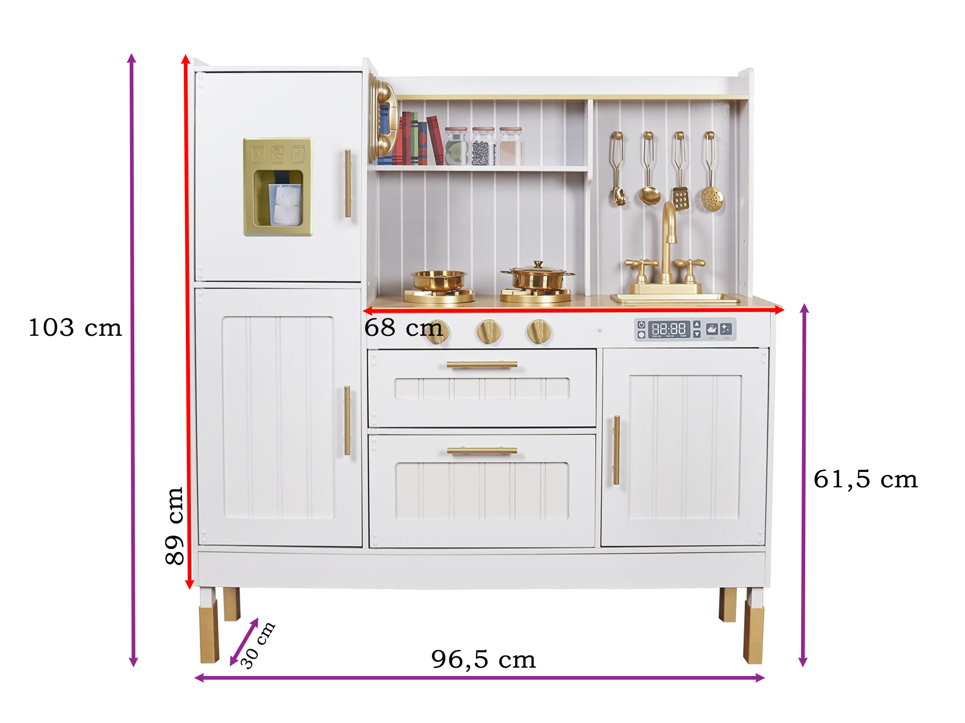 Cucina in legno playset per bambini, Leomark, colore rosso