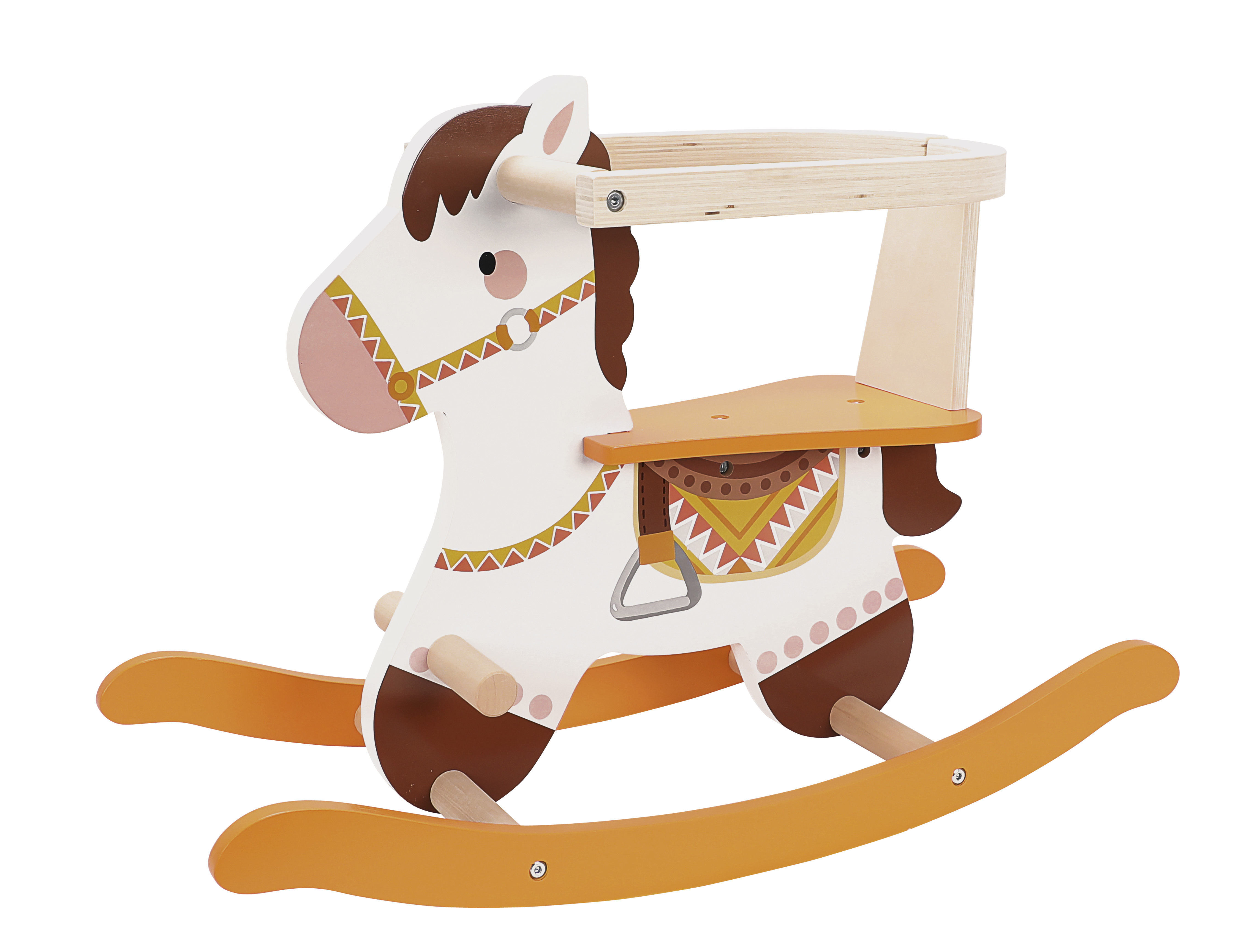Cavallo a dondolo in legno per bambini con le renghiere - Franco carino  Leomark IT